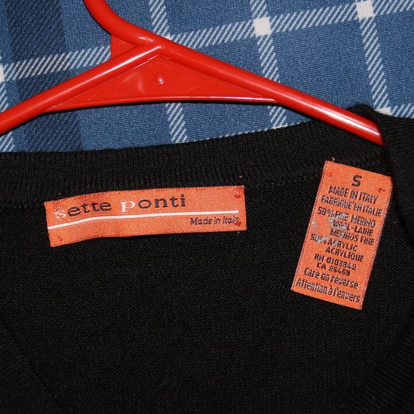 Sette Ponti Diamond Pattern V Neck Sweater Sweatsh - Picture 3 of 13